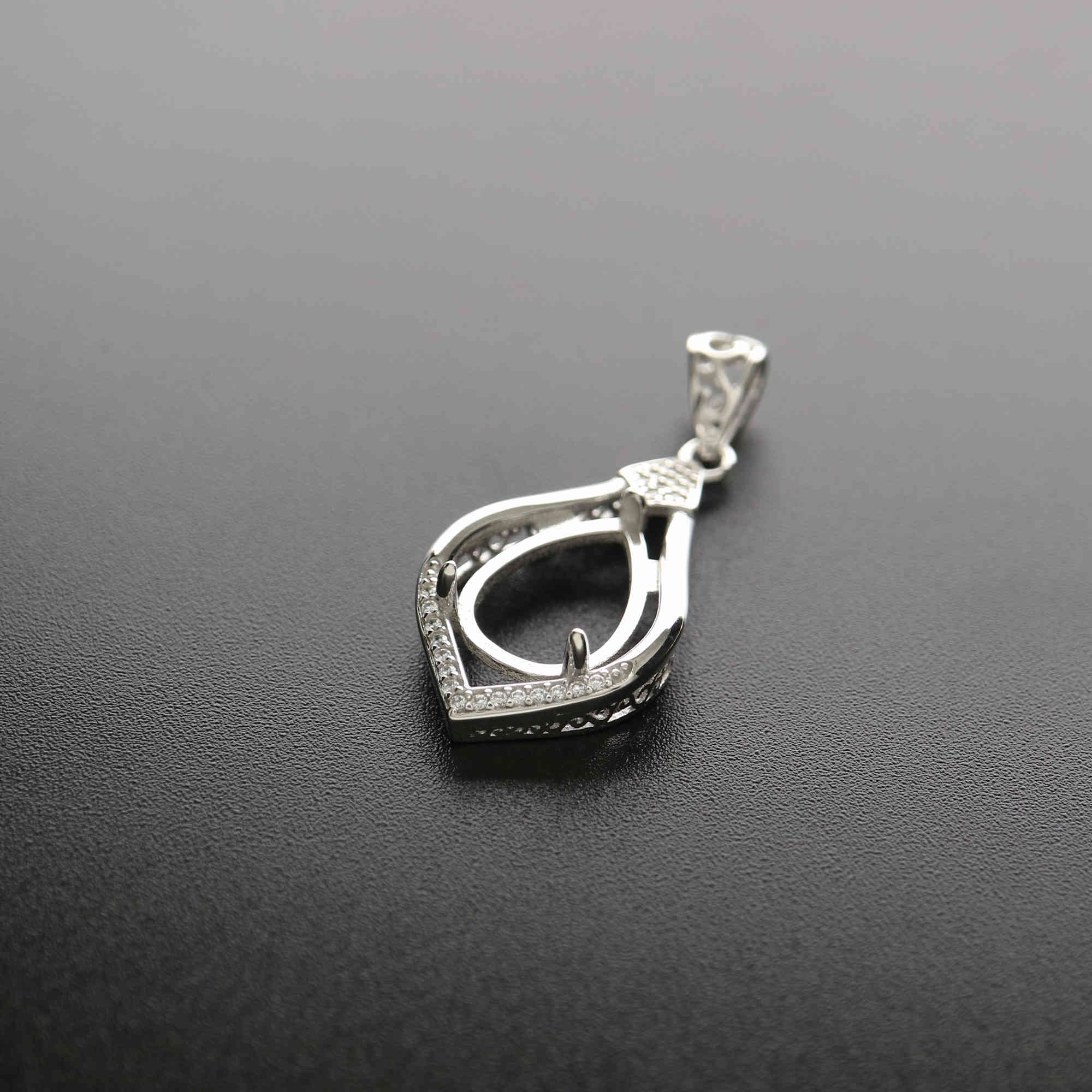 1Pcs Multiple Sizes Solid 925 Sterling Silver Pear Shape Cabochon Bezel Prong Settings DIY Gemstone Pendant Rose Gold Plated 1431038 - Click Image to Close